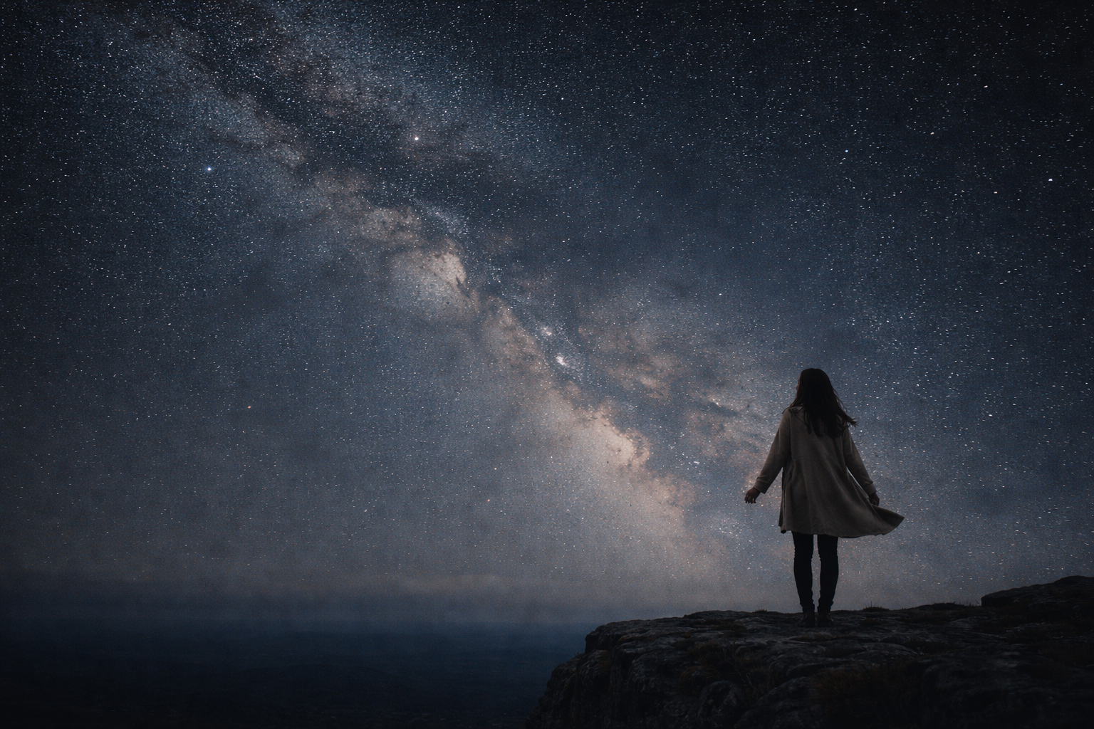 Woman gazing at the Milky Way